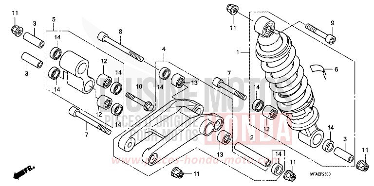 REAR CUSHION for CBF1000 ABS QUASAR SILVER METALLIC (NHA48) from 2010
